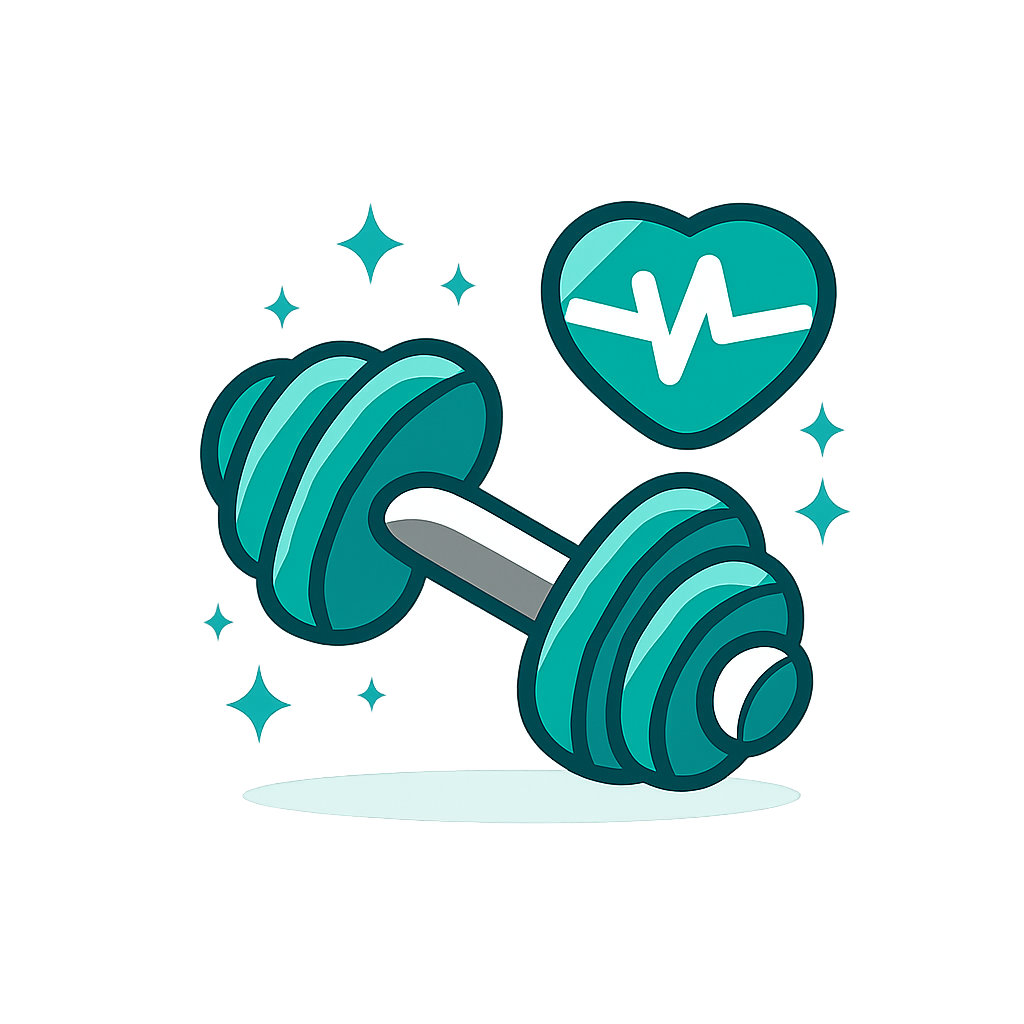 Icono fitness con corazón y mancuerna